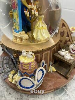 1991 Disney Beauty and The Beast Musical Snow Globe Fireplace Lights Up! Vintage