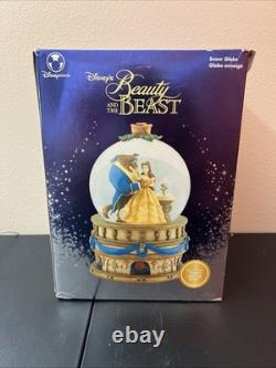 1991 Disney Store Beauty & The Beast Snow Globe Music Box Belle & Beast in Globe