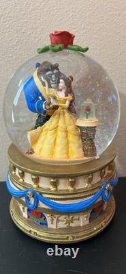 1991 Disney Store Beauty & The Beast Snow Globe Music Box Belle & Beast in Globe