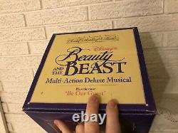 1991 ENESCO DISNEY BEAUTY & THE BEAST MULTI-ACTION DELUXE MUSIC BOX BE OUR Guest