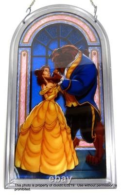 1991 Walt Disney BEAUTY AND THE BEAST STAINED GLASS SUNCATCHER LTD ED with COA