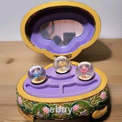 1991 Walt Disney Princess Music Jewelry Box Figurine Globes Beauty & the Beast