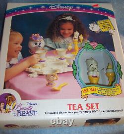 1993 Disney's Beauty and Beast Tea Set with 3 Movable Characters by Mattel, New