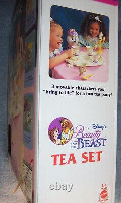 1993 Disney's Beauty and Beast Tea Set with 3 Movable Characters by Mattel, New
