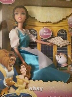 2009 Disney Talking Snow White & Beauty & Beast Belle In Work Clothes Doll LOT
