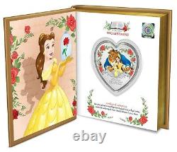 2021 Niue Disney Beauty and the Beast 30th Anniversary 1oz Heart Silver Coin