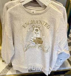 2026 Disney Parks Enchanted Book Club Sweatshirt S Pullover Embroidered Belle