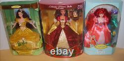 3 Disney Barbie Beauty & The Beast Belle Collectors Edition Holiday Doll Ariel