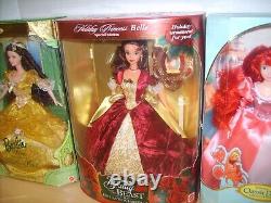 3 Disney Barbie Beauty & The Beast Belle Collectors Edition Holiday Doll Ariel