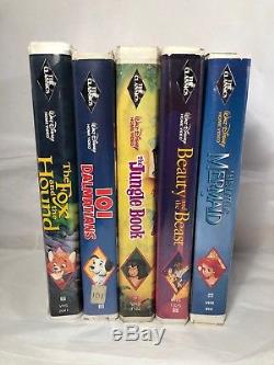 5 BLACK DIAMOND Walt Disney VHS Mermaid, Beauty & The Beast, Jungle Book, 101