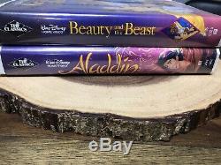 Aladdin+Beauty And The Beast-Disney Black Diamond-Rare Mickey Print On Tapes
