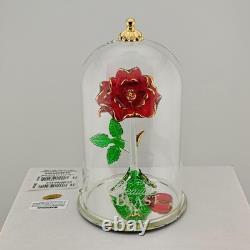 Arribas Brothers Disney Beauty & The Beast Large Enchanted Rose Glass Dome New