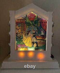 BEAUTY AND THE BEAST Light-Up LED Figure Disney Showcase NIB Stain Glass Scene