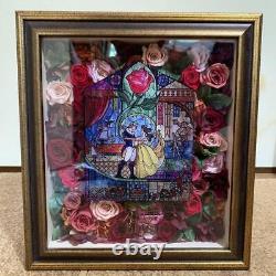 Beauty And The Beast Disney Flower Frame Art Vitraille Limited Product F/S Japan