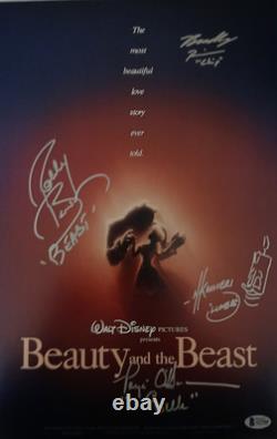 Beauty and The Beast Cast x 4 Signed 11x17 Walt Disney Poster Becket LOA