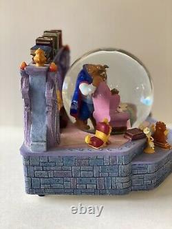 Beauty and the Beast Belle Reading to Beast Disney Musical Snowglobe Library