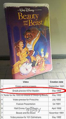 Beauty and the Beast VHS (FREE Sony VCR!) 1992 Walt Disney Black Diamond Classic