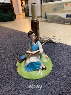 Beauty and the Beast ceramic lamp SCHMID Belle reading book under tree 1992-1993