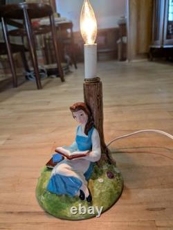 Beauty and the Beast ceramic lamp SCHMID Belle reading book under tree 1992-1993