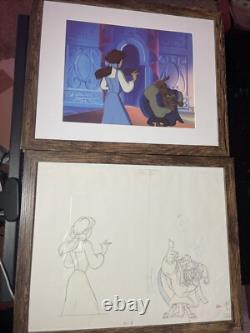 Beauty and the beast Animation Cel Walt Disney Movie Production Art Vintage X1
