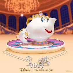 Charmed Aroma Disney Beauty & The Beast Chip & Mrs. Potts Candle Tray & Necklace