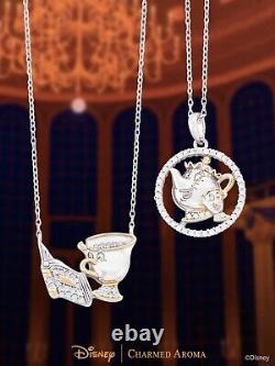Charmed Aroma Disney Beauty & The Beast Chip & Mrs. Potts Candle Tray & Necklace