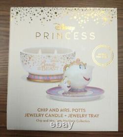 Charmed Aroma Disney Beauty & The Beast Chip & Mrs. Potts Candle Tray & Necklace