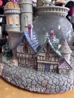 DISNEY BEAUTY & THE BEAST MUSICAL VILLAGE/CASTLE SNOW GLOBE LIGHT UP WithBLOWER