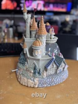 DISNEY BEAUTY & THE BEAST MUSICAL VILLAGE/CASTLE SNOW GLOBE LIGHT UP WithBLOWER