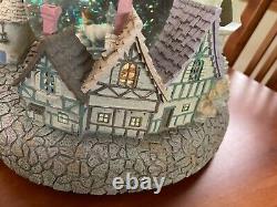DISNEY BEAUTY & THE BEAST MUSICAL VILLAGE/CASTLE SNOW GLOBE LIGHT UP WithBLOWER