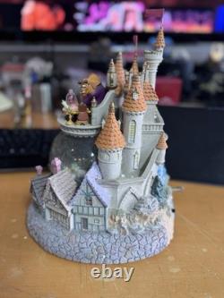 DISNEY BEAUTY & THE BEAST MUSICAL VILLAGE/CASTLE SNOW GLOBE LIGHT UP WithBLOWER