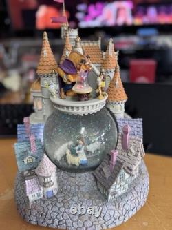 DISNEY BEAUTY & THE BEAST MUSICAL VILLAGE/CASTLE SNOW GLOBE LIGHT UP WithBLOWER