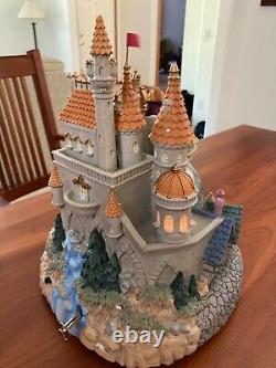 DISNEY BEAUTY & THE BEAST MUSICAL VILLAGE/CASTLE SNOW GLOBE LIGHT UP WithBLOWER