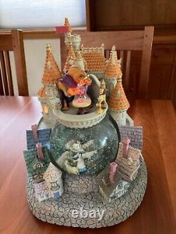 DISNEY BEAUTY & THE BEAST MUSICAL VILLAGE/CASTLE SNOW GLOBE LIGHT UP WithBLOWER