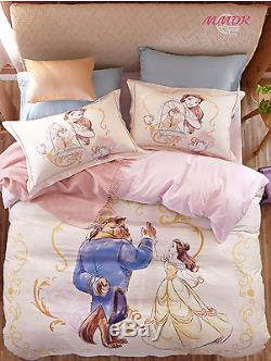 DISNEY Beauty and The Beast Cartoon 100%Cotton Duvet Cover Bedding Set ...