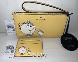 DISNEY Kate Spade Beauty & The Beast Zip Wristlet & Credit Card Holder NWT