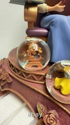Disney 16 Tall 10th Anniversary BEAUTY & THE BEAST SNOW GLOBE Figurine