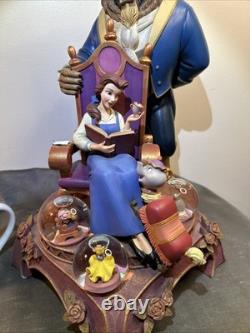 Disney 16 Tall 10th Anniversary BEAUTY & THE BEAST SNOW GLOBE RARE AS IS