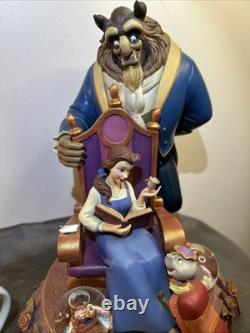 Disney 16 Tall 10th Anniversary BEAUTY & THE BEAST SNOW GLOBE RARE AS IS