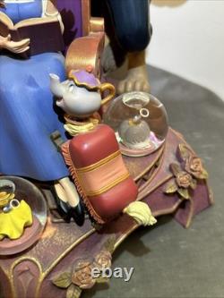 Disney 16 Tall 10th Anniversary BEAUTY & THE BEAST SNOW GLOBE RARE AS IS