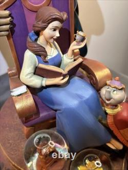 Disney 16 Tall 10th Anniversary BEAUTY & THE BEAST SNOW GLOBE RARE AS IS