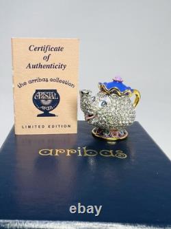 Disney Arribas Beauty and the Beast Mrs Potts Jeweled Swarovski Figurine New