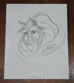 Disney Artist Don Ducky Williams Signed 31×25 Beauty and the Beast Art Sketch