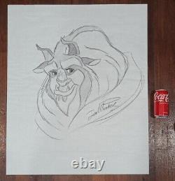 Disney Artist Don Ducky Williams Signed 31×25 Beauty and the Beast Art Sketch