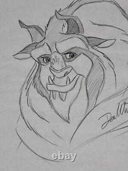 Disney Artist Don Ducky Williams Signed 31×25 Beauty and the Beast Art Sketch