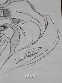 Disney Artist Don Ducky Williams Signed 31×25 Beauty and the Beast Art Sketch