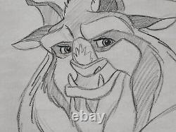 Disney Artist Don Ducky Williams Signed 31×25 Beauty and the Beast Art Sketch