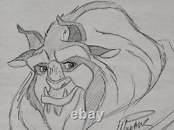 Disney Artist Don Ducky Williams Signed 31×25 Beauty and the Beast Art Sketch