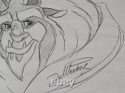 Disney Artist Don Ducky Williams Signed 31×25 Beauty and the Beast Art Sketch