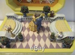 Disney BEAUTY AND THE BEAST Jewelry 3D Wind-up Music Box Rare 1991